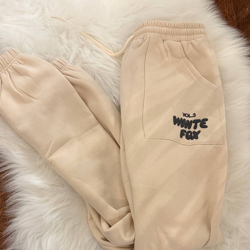 White Fox Offstage Beige Joggers